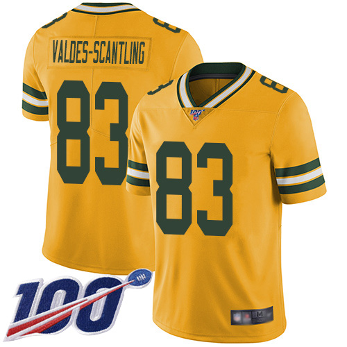 Green Bay Packers Limited Gold Men #83 Valdes-Scantling Marquez Jersey Nike NFL 100th Season Rush Vapor Untouchable->nfl t-shirts->Sports Accessory